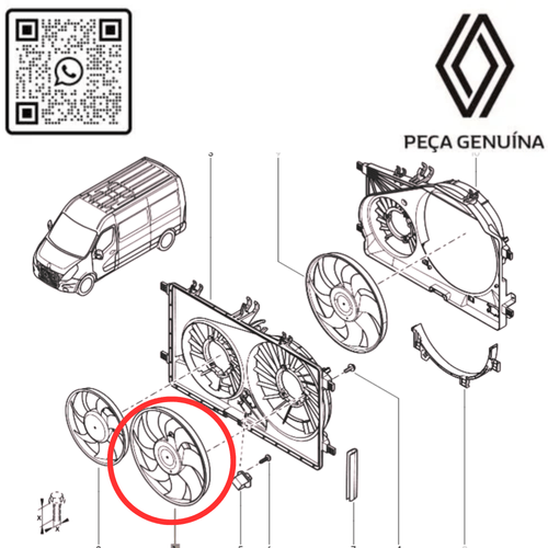 RN 02727R ELETROVENTILADOR ESQUERDO MAIOR DO RADIADOR MASTER 2.3 13V M9T 2013 EM DIANTE 921202727R -5-
